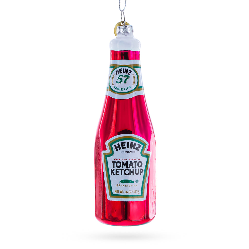 Ketchup Bottle Glass Christmas Ornament in Red color Figurine