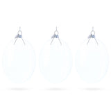 Set of 3 Oval Flat Discs Clear Glass Christmas Ornament, 5 Inches (127 mm) in Clear color Disc