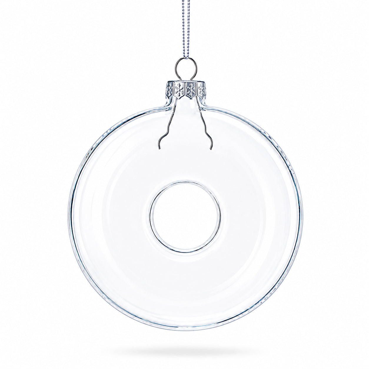 Doughnut Clear Glass Christmas Ornament in Clear color Round