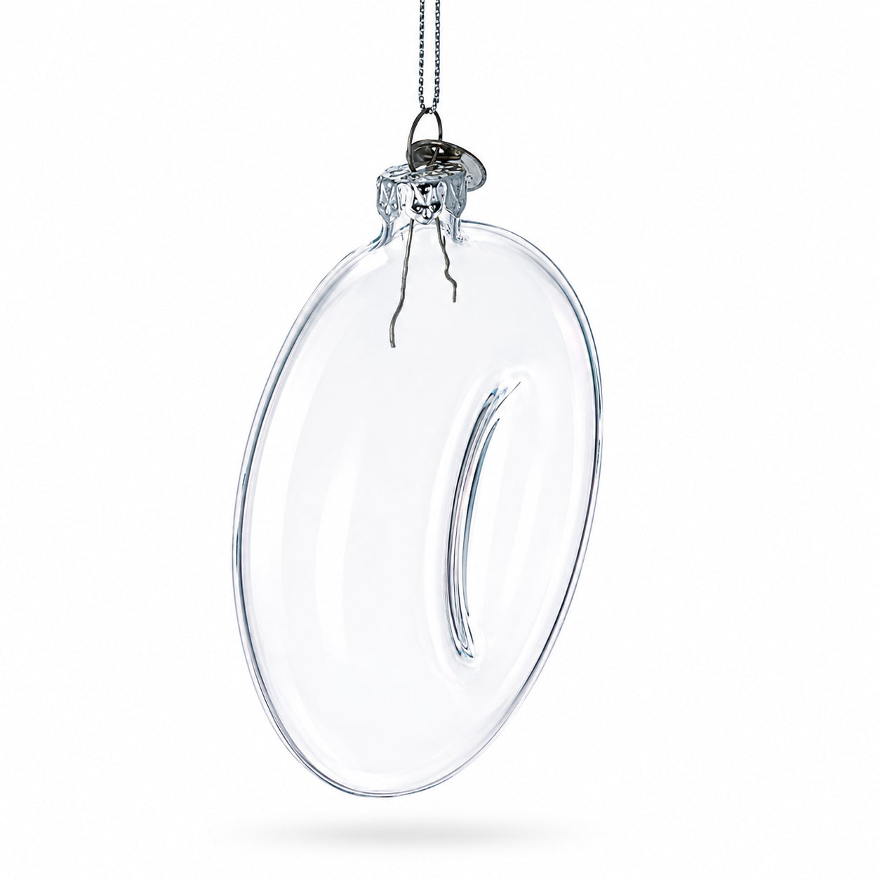 Doughnut Clear Glass Christmas OrnamentChina , dimensions in inches: 4.3 x 3.6 x 1.3