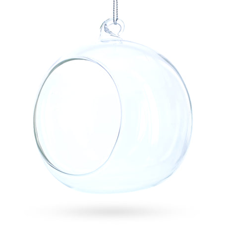 Glass Spherical Openwork Clear - Blown Glass Christmas Ornament 4.5 Inches (115 mm) in Clear color Round
