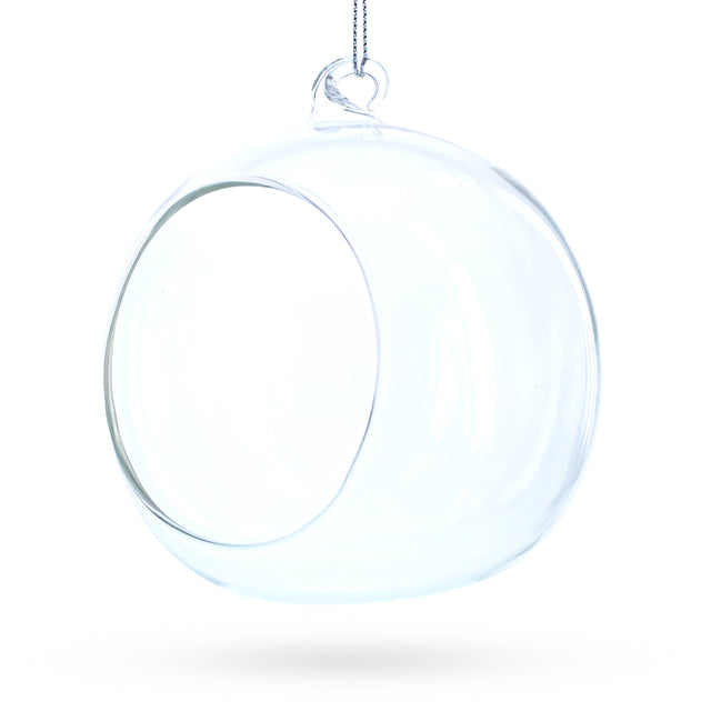 Glass Spherical Openwork Clear - Blown Glass Christmas Ornament 4.5 Inches (115 mm) in Clear color Round
