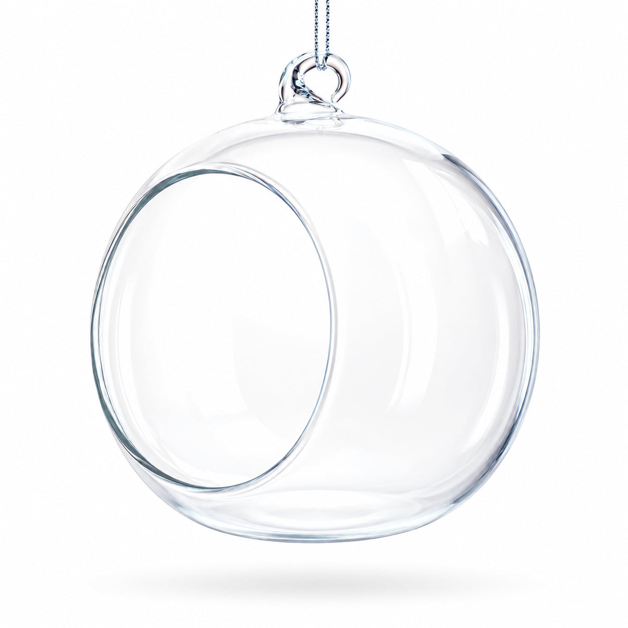 Spherical Openwork Clear Glass Christmas Ornament 4.5 Inches in Clear color Round