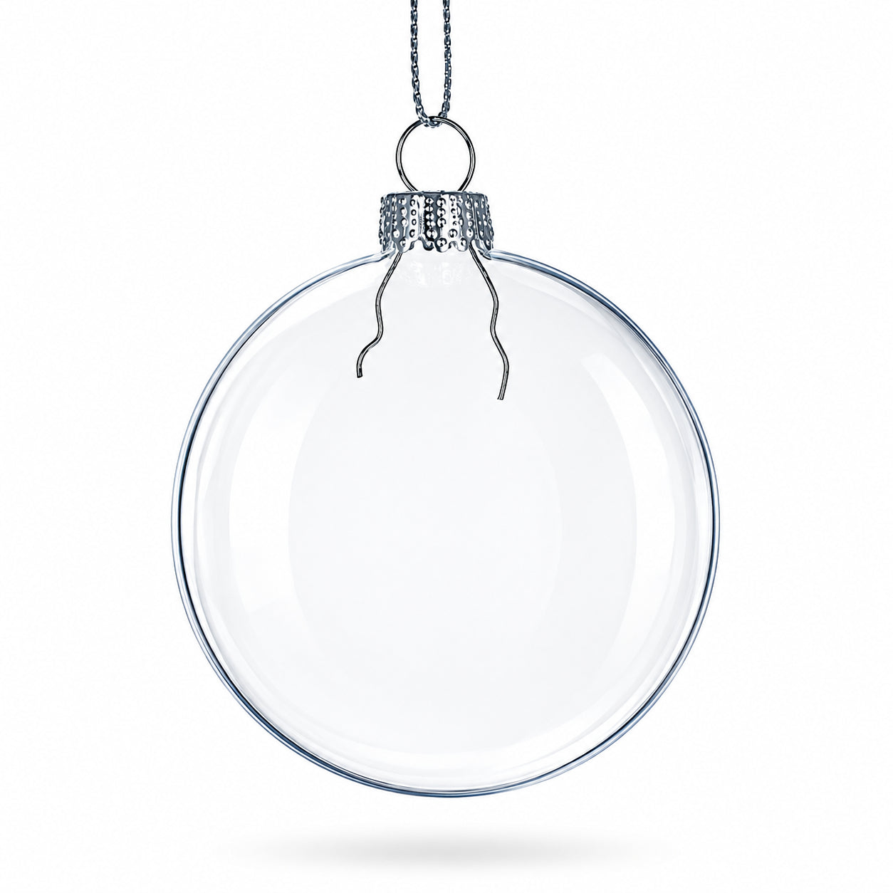 Set of 3 Flat Disc Clear Mini Glass Christmas Ornaments 2.85 InchesChina , dimensions in inches: 2.85 x 2.35 x 0.75
