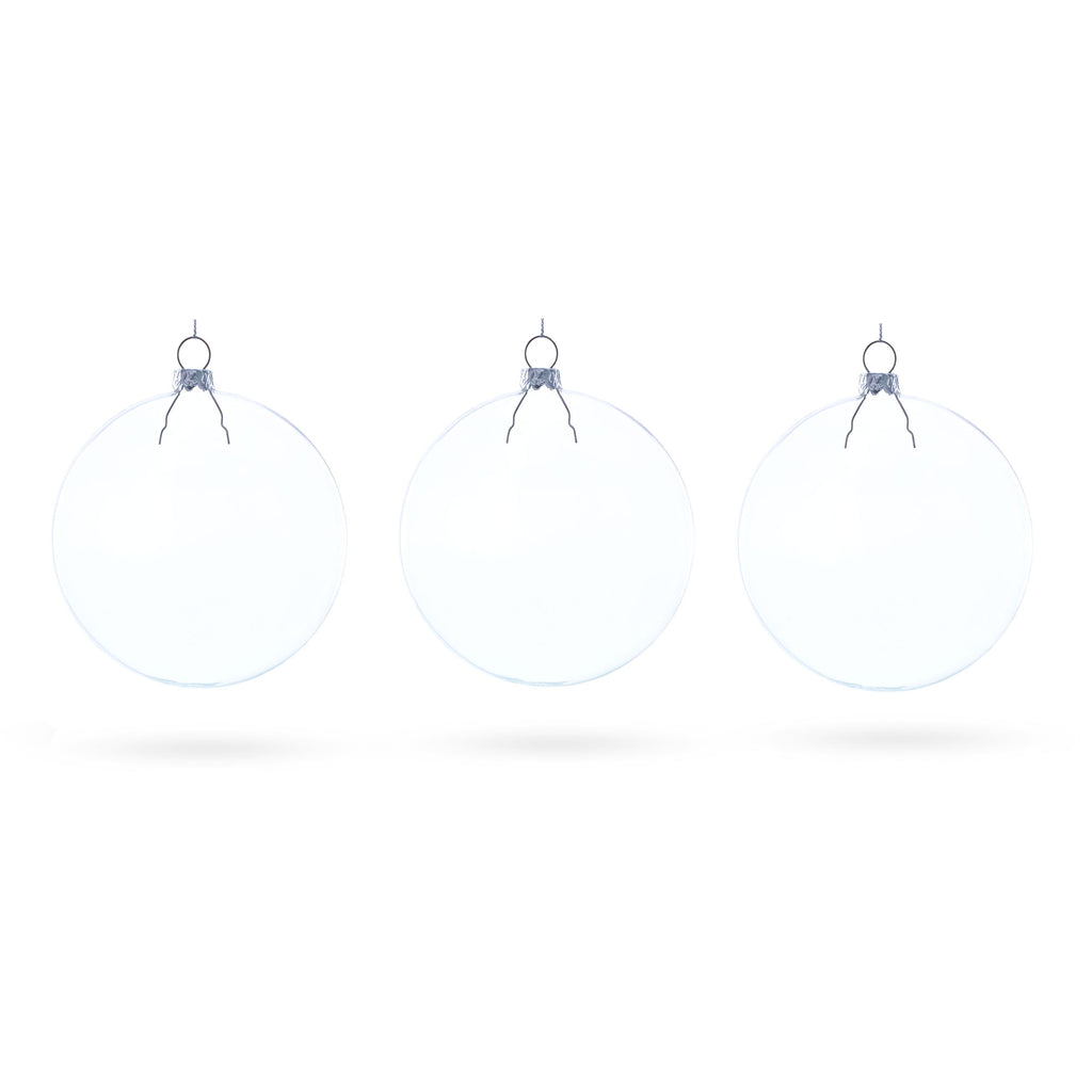 Flat Disc Clear Blown Glass Christmas Ornament in Clear color Disc