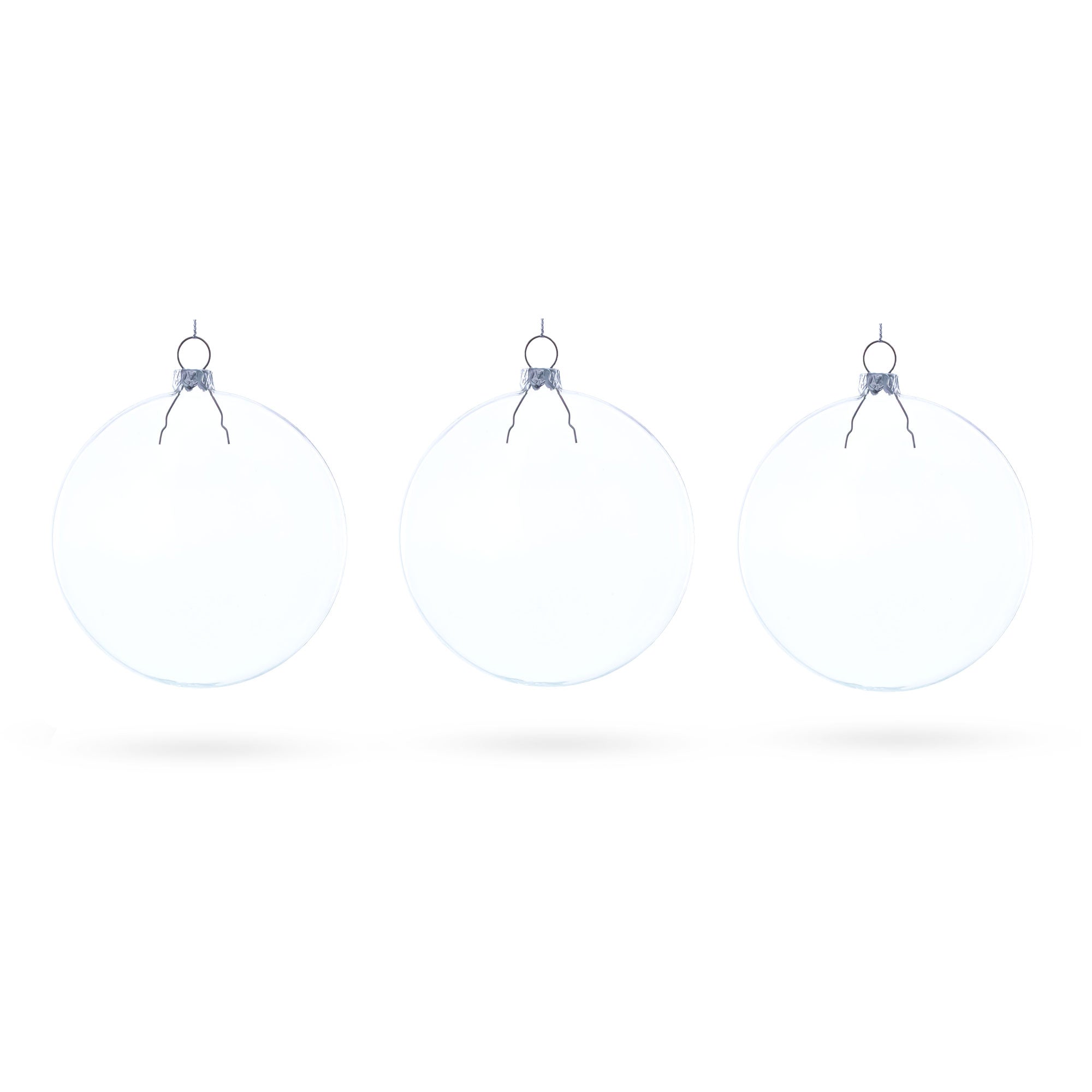 Flat Disc Clear Blown Glass Christmas Ornament in Clear color Disc