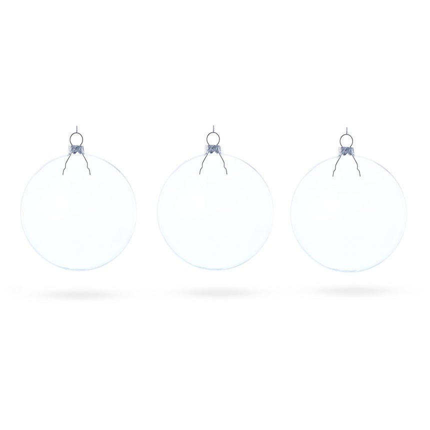 Flat Disc Clear Blown Glass Christmas Ornament in Clear color Disc