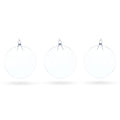 Set of 3 Flat Disc Clear Glass Christmas Ornaments 5.4 Inches (140 mm) in Clear color Disc