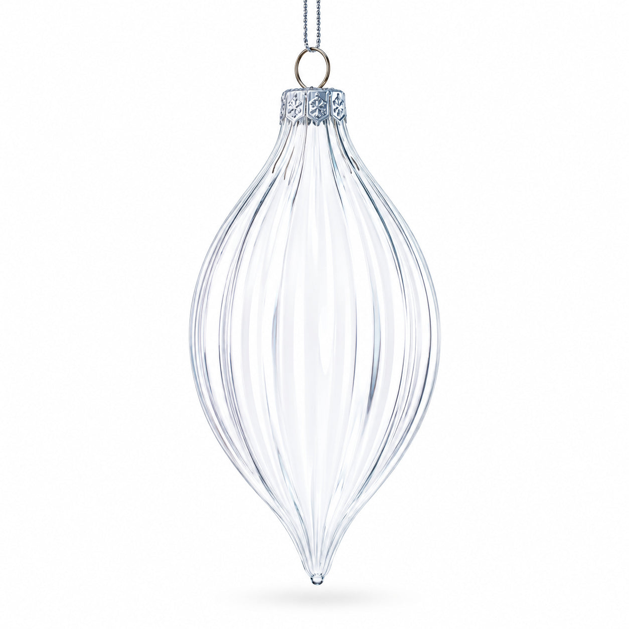 Shop Set of 3 Striped Rhombus Finial Clear Glass Ornament 5.8 Inches. Buy Christmas Ornaments > Clear > Glass Clear Finial
