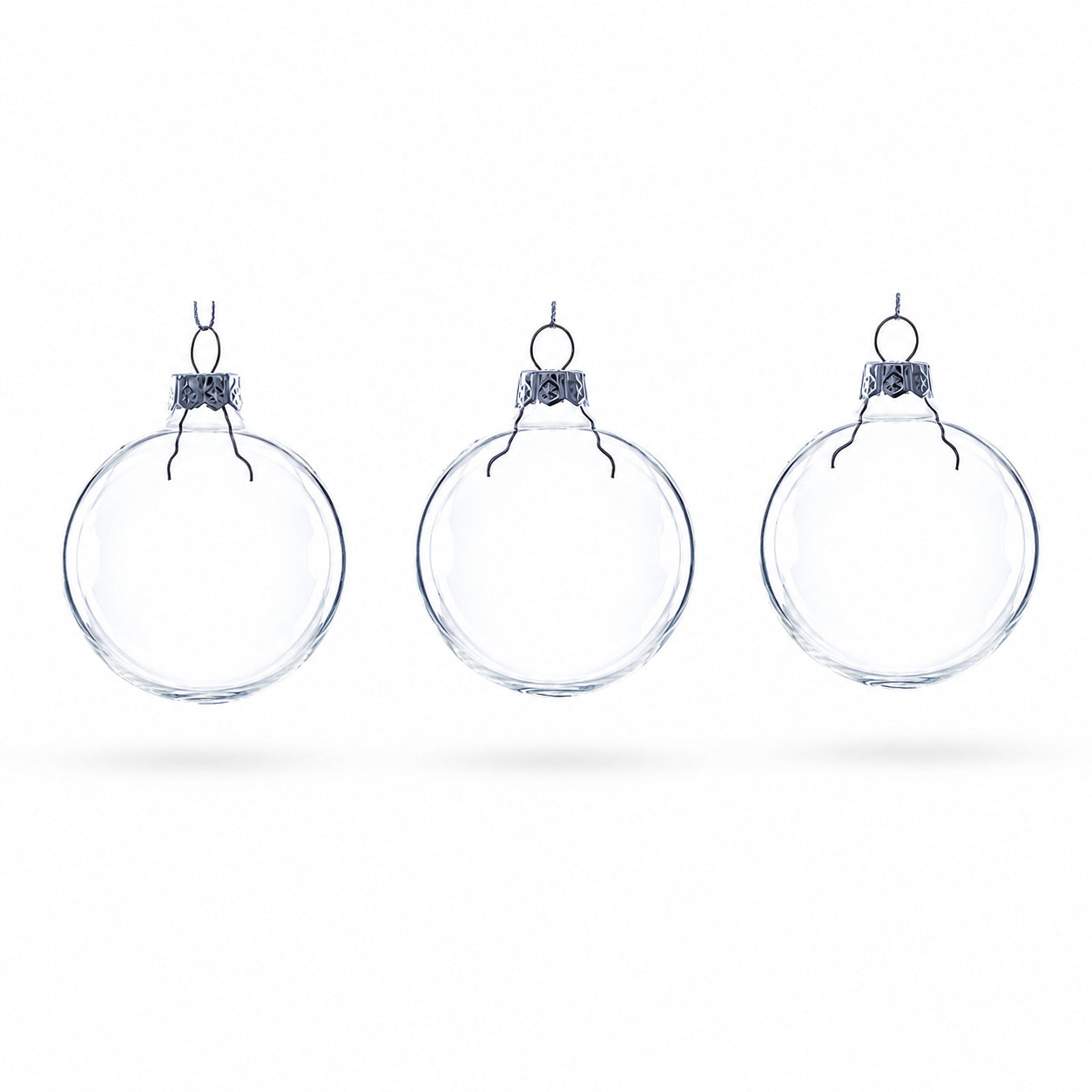 Set of 3 Clear Glass Ball Ornament 2.5 in Clear color Round