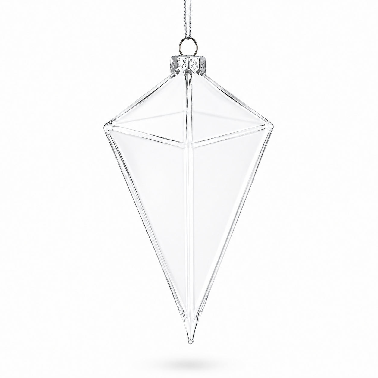 Diamond Clear Glass Christmas Ornament 3.6 Inches in Clear color Finial