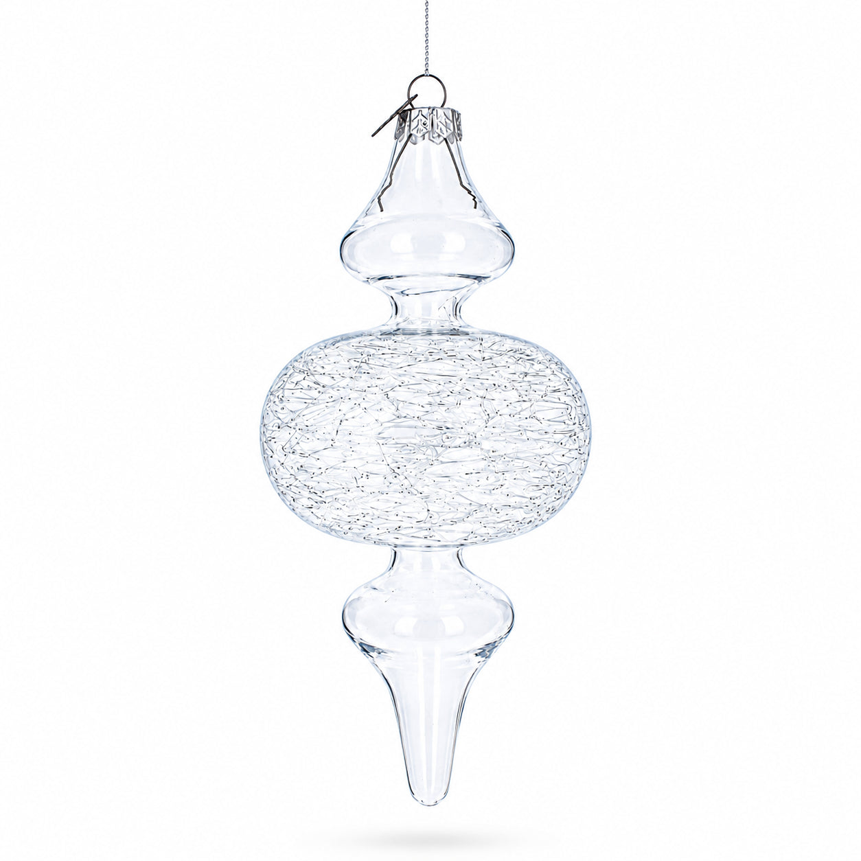 Triple Oval Finial Clear Glass Christmas Ornament 6.6 InchesChina , dimensions in inches: 6.6 x 2.9 x 2.9