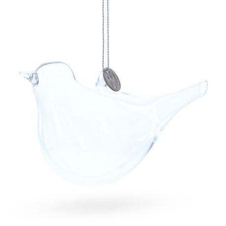 Graceful Bird Blown Clear Glass Christmas Ornament in Clear color
