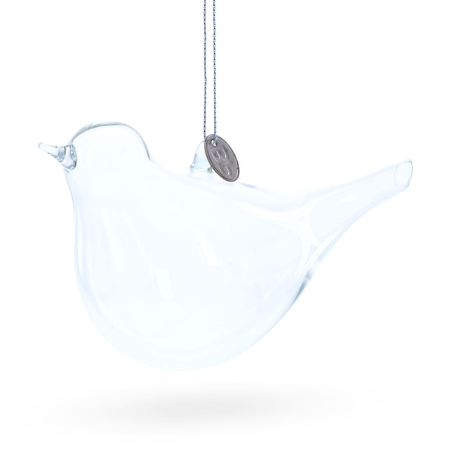 Graceful Bird Blown Clear Glass Christmas Ornament in Clear color