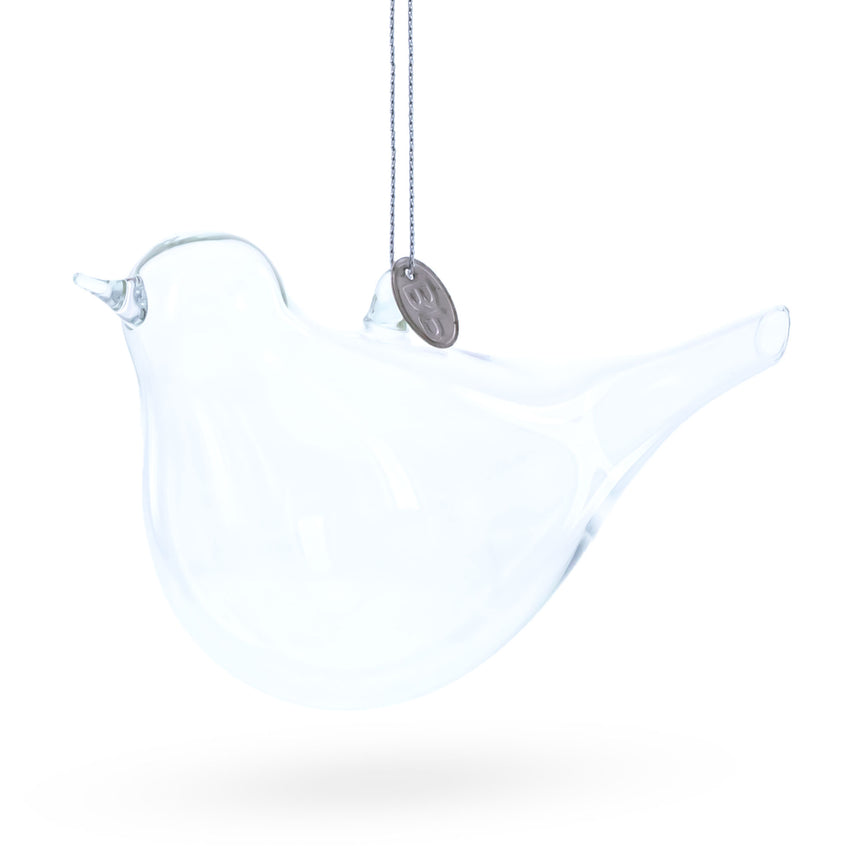 Graceful Bird Blown Clear Glass Christmas Ornament in Clear color