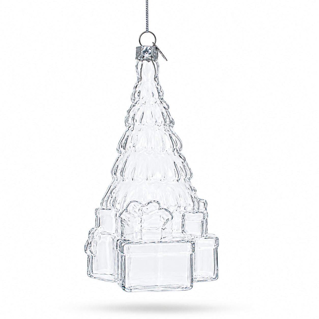 Gifts by Christmas Tree Clear Glass Christmas Ornament. in Clear color Figurine