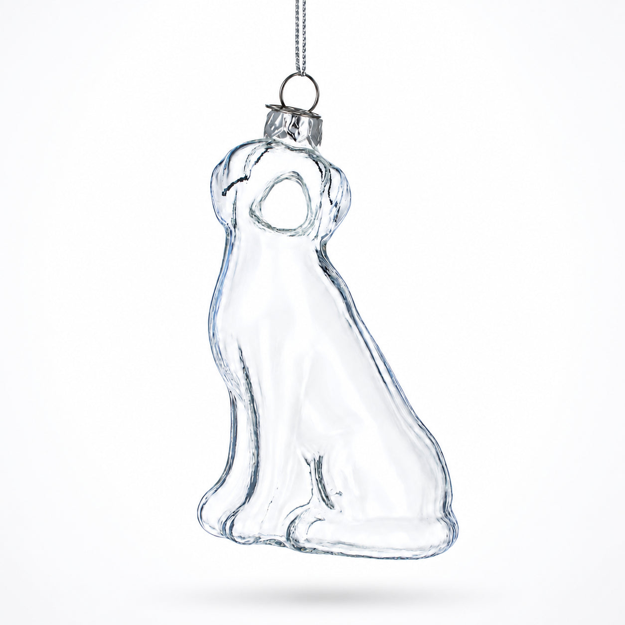 Transparent Dog Clear Glass Christmas Ornament in Clear color Figurine