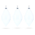 Set of 3 Oval Icicle Clear Glass Christmas Ornament 5.4 Inches (137 mm) in Clear color Finial