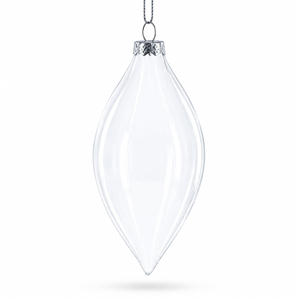 Set of 3 Oval Icicle Clear Glass Christmas Ornament 5.4 InchesChina , dimensions in inches: 5.4 x 2.3 x 2.3
