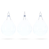 Set of 3 Water Drop Clear Glass Ornament 4.5 Inches (115 mm) in Clear color Oval