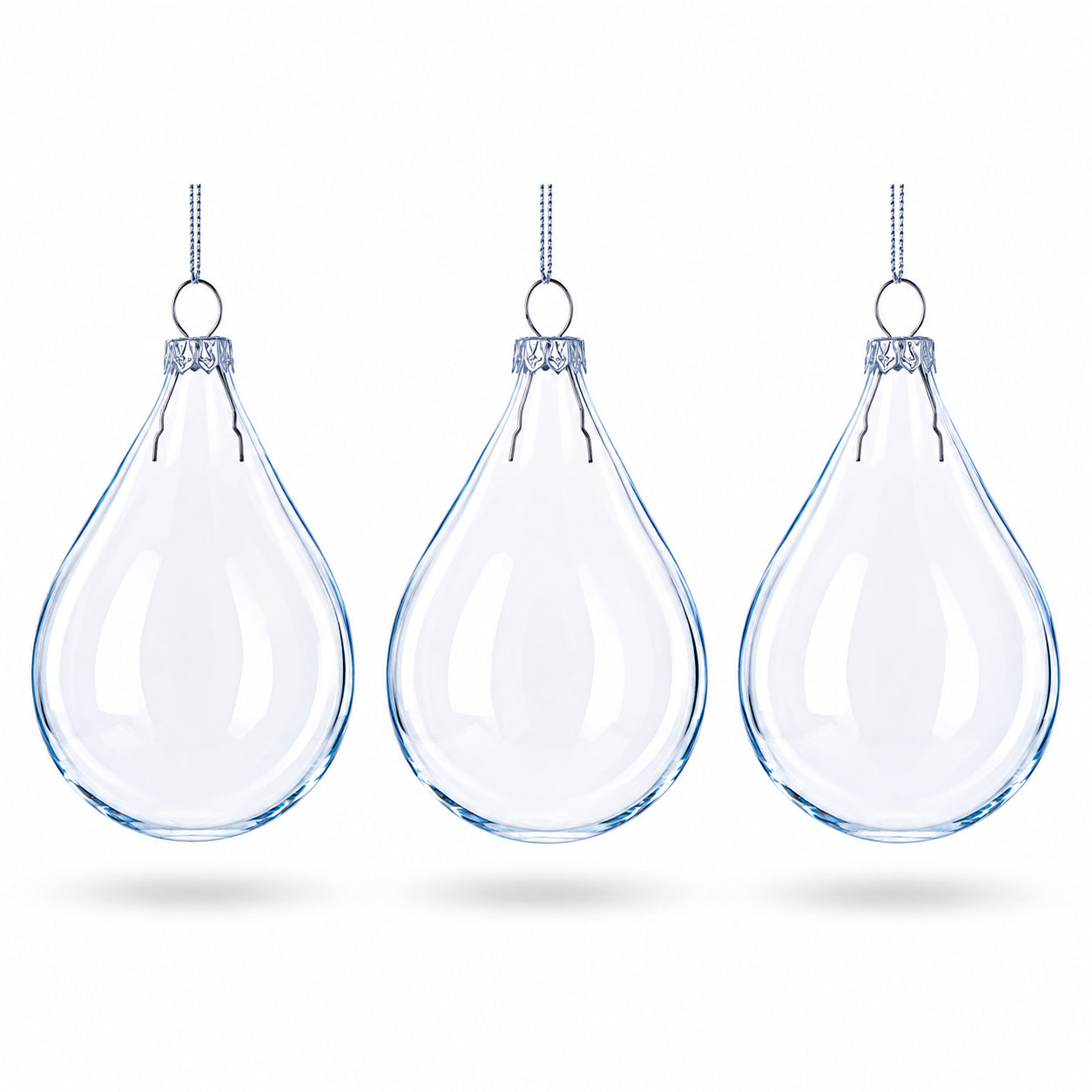 Set of 3 Water Drop Clear Glass Ornament 4.5 Inches in Clear color Finial