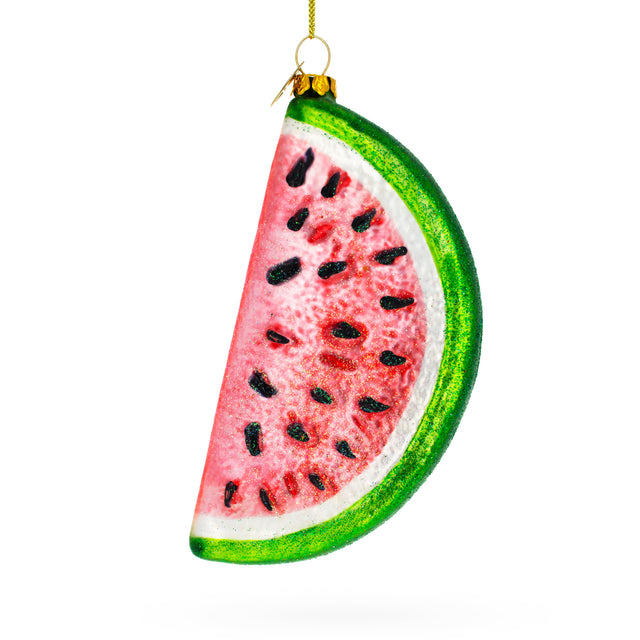 Glass Juicy Watermelon Slice - Blown Glass Christmas Ornament in Multi color
