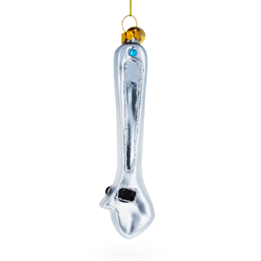 Adjustable Wrench Glass Christmas Ornament in Silver color Figurine