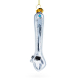 Versatile Adjustable Wrench Blown Glass Christmas Ornament in Silver color