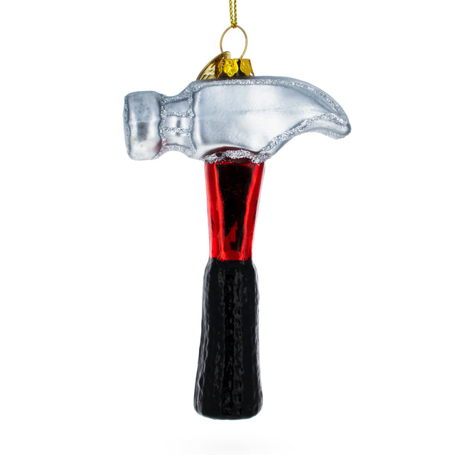 Rugged Hammer - Blown Glass Christmas Ornament in Multi color,  shape