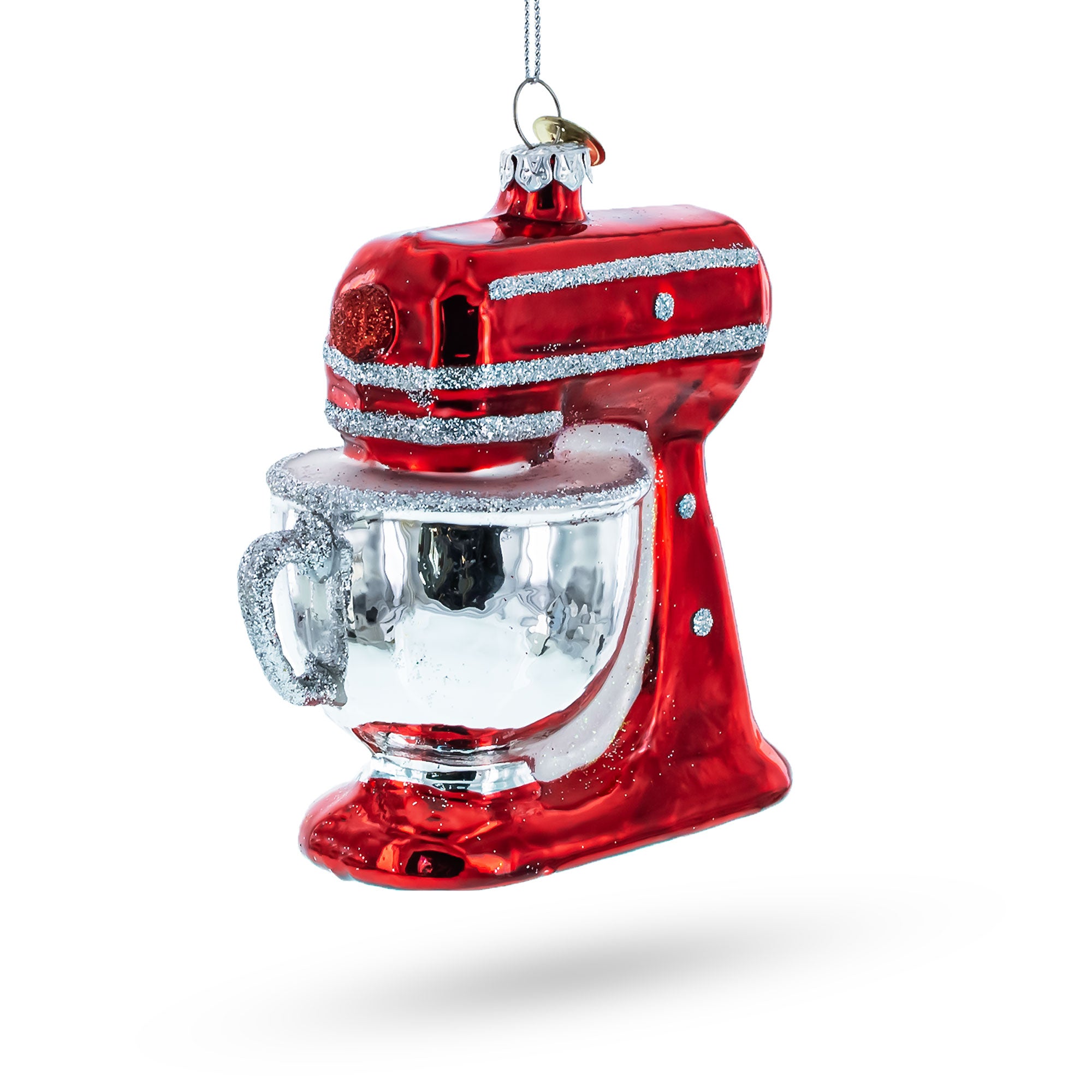 Retro Stand Kitchen Mixer Glass Christmas Ornament in Red color Figurine