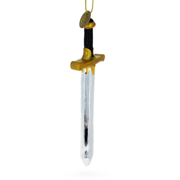 Gleaming Blade: Shiny Sword - Blown Glass Christmas Ornament by BestPysanky