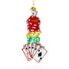 Glass High-Stakes Holiday: Casino Poker Chips and Cards - Blown Glass Christmas Ornament in Multi color