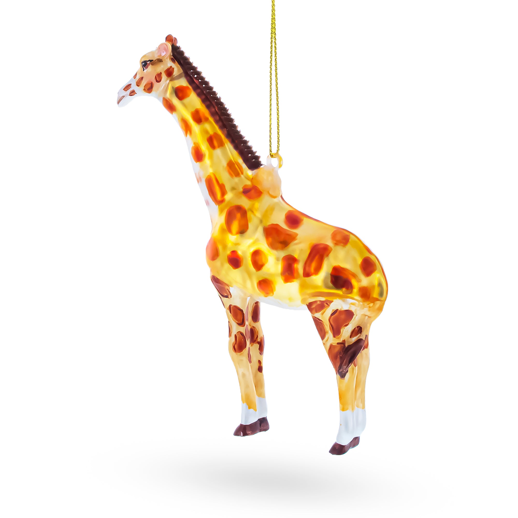 Glittered Giraffe Glass Christmas OrnamentChina , dimensions in inches: 4.9 x 4.3 x