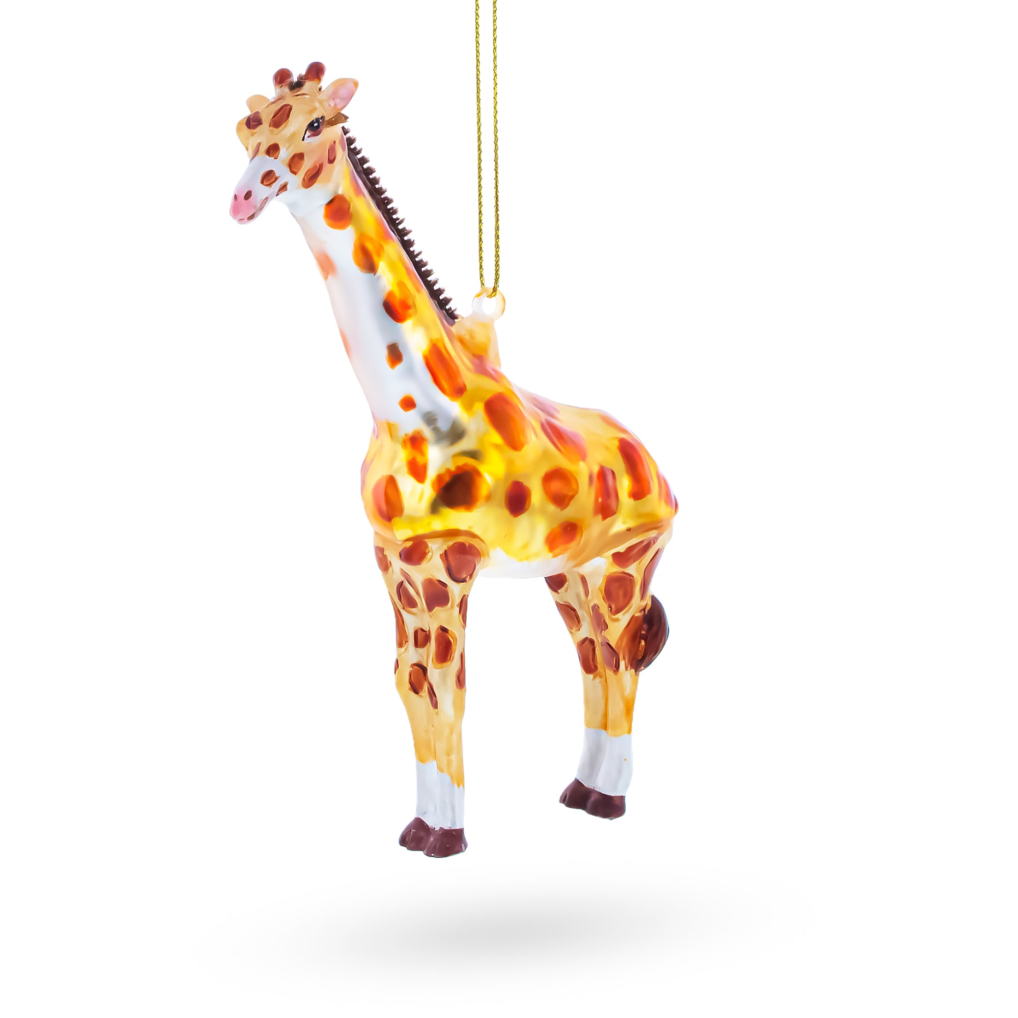 Glittered Giraffe Glass Christmas Ornament in Silver color Figurine