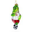 Crocodile Soccer Player Blown Glass Christmas Ornament in Multi color