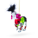 Zebra in Costume Blown Glass Christmas Ornament in Multi color