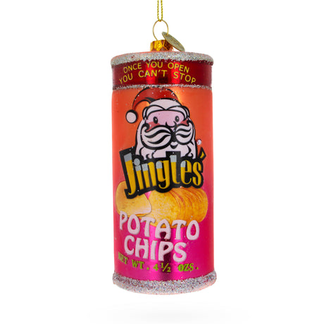 Glass Santa's Snack Delight: Potato Chips - Blown Glass Christmas Ornament in Multi color