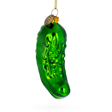Glass Shimmering Metallic Pickle - Blown Glass Christmas Ornament in Green color