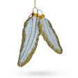 Whimsical Flight: Feathers - Blown Glass Christmas Ornament in Multi color,  shape