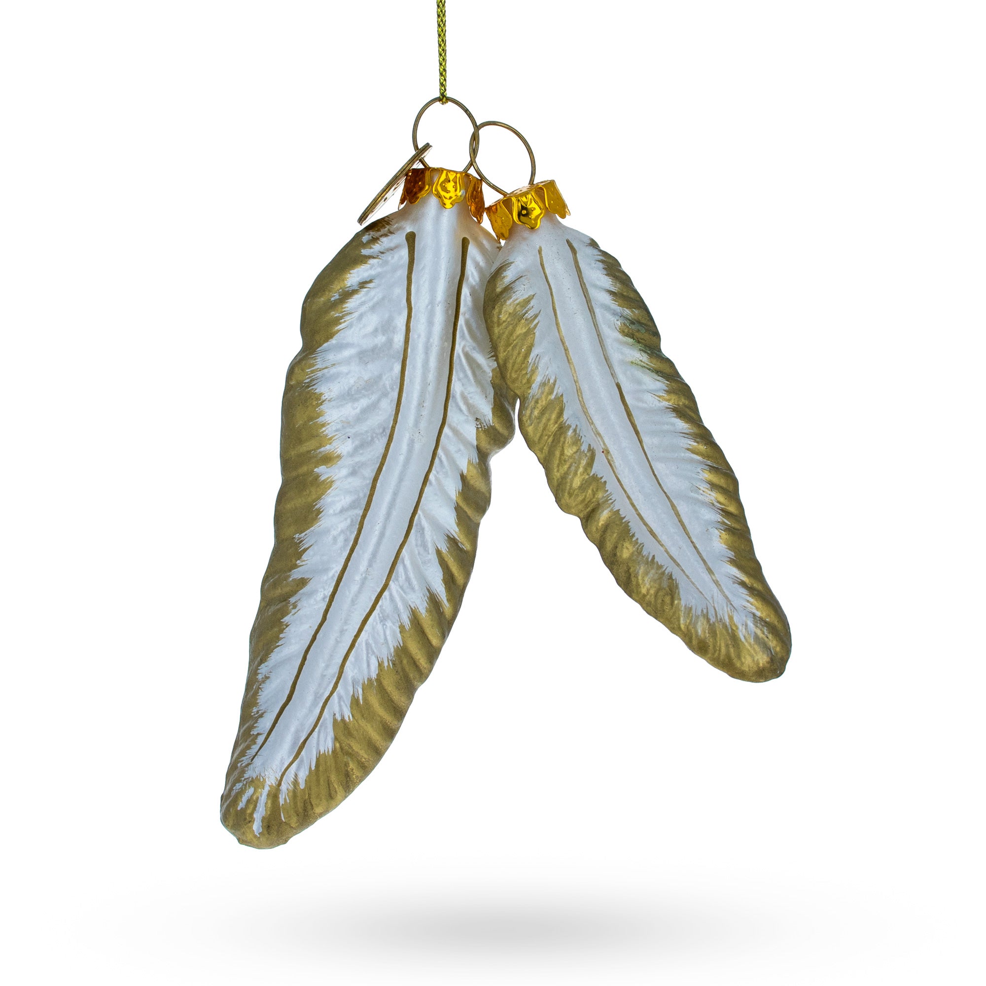 Flight Feathers Glass Christmas Ornament in Silver color Figurine