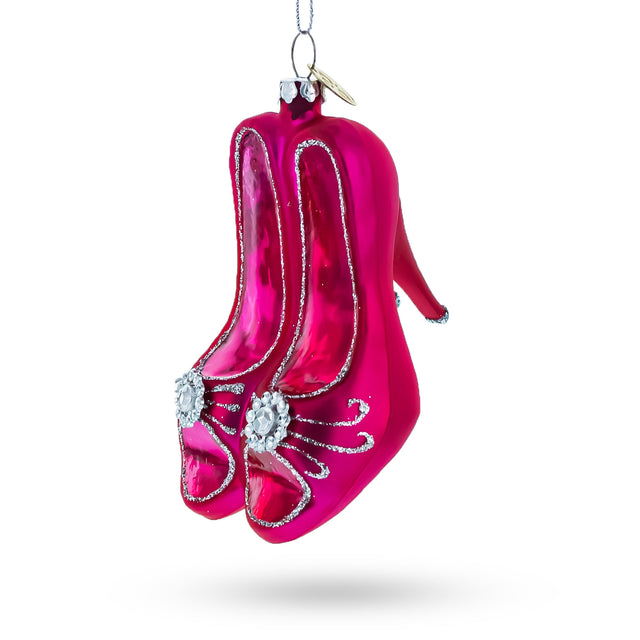 Glass Chic Pink High Heels - Blown Glass Christmas Ornament in Pink color