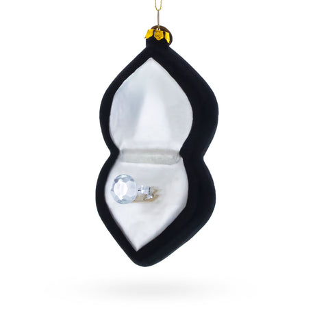 Radiant Diamond Ring in Box Blown Glass Christmas Ornament in Multi color