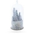 Bear Family in the Woods Blown Glass Christmas Ornament in Silver color