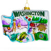 Glass Evergreen Adventures: Scenic Washington State - Blown Glass Christmas Ornament in Multi color