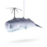 Whale Blown Glass Christmas Ornament in Gold color