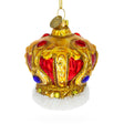 Royal Radiance: Jeweled Crown - Blown Glass Christmas Ornament in Gold color,  shape