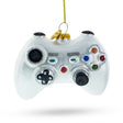 Retro Gamer's Delight: Video Game Controller - Blown Glass Christmas Ornament in White color,  shape