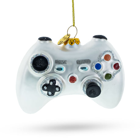 Glass Retro Gamer's Delight: Video Game Controller - Blown Glass Christmas Ornament in White color