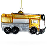 Construction Crane Glass Christmas Ornament in Yellow color