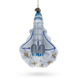 Astronaut's Odyssey: Space Shuttle Take-off - Blown Glass Christmas Ornament in White color,  shape